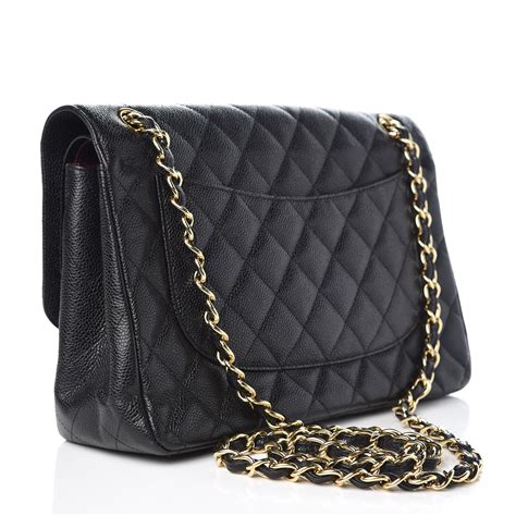 chanel flap caviar black|CHANEL Caviar Quilted Jumbo Double Flap Black.